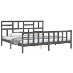 ZNTS Bed Frame without Mattress Grey 200x200 cm Solid Wood Pine 3193098