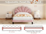 3ft Single Upholstered Velvet Bed, with Adjustable Chic Petal Headboard, Velvet Platform Bed N652P180513P