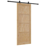 Sliding Door Natural and Black 83 x 211 cm Solid Pine Wood 3333338