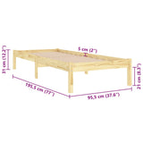 Bed Frame without Mattress Solid Wood Single 809982