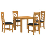 Dining Set 5 pcs Black Solid Oak Wood 3430346