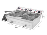 EH102V 16.9QT / 16L Total Capacity 24.9QT/23.6L Stainless Steel Faucet Double Tank Deep Fryer 43647401