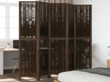 Room Divider 5 Panels Dark Brown Solid Wood Paulownia 358664
