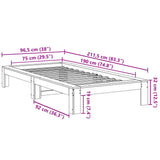 Bed Frame without Mattress White 75x190 cm Small Single Solid Wood Pine 855341