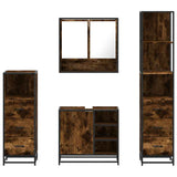 4 Piece Bathroom Furniture Set Smoked Oak Engineered Wood 3301297