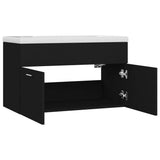 Sink Cabinet with Built-in Basin Black Engineered Wood 3070830