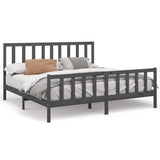 Bed Frame without Mattress Grey 200x200 cm Solid Wood Pine 3106725