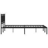 Metal Bed Frame without Mattress with Headboard Black 150x200cm 374243