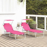 Sun Lounger Folding 2 pcs Pink 58 x 188 x 77cm Polyester 42003066