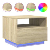 Coffee Table with LED Lights Sonoma Oak 50x49x40 cm 839828