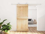 Sliding Door Natural and White 70 x 210 cm Solid Pine Wood 3445008