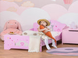 Kids Bed Princess Castle Theme w/ Side Rails Slats Home Furniture for 3 - 6 Yrs Pink 143 x 73 x 60 T3398P347663