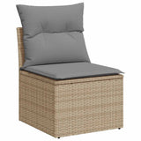 10 Piece Garden Sofa Set with Cushions Beige Poly Rattan Acacia 3327531
