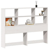 Headboard with Storage White 140 cm Solid Wood Pine 855661