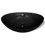Black Luxury Ceramic Basin Oval with Overflow 59 x 38,5 cm 140680