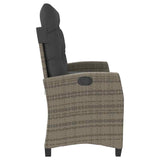 Reclining Garden Bench with Cushions Grey Poly Rattan 368228