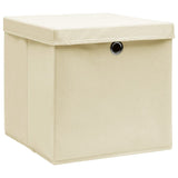 Storage Boxes with Covers 10 pcs 28x28x28 cm Cream 325218