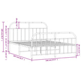 Bed Frame White Powder-Coated Steel Double Bed Frame 353703