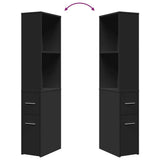 Narrow Bathroom Cupboard with Wheels Black Engineered Wood 855296