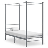 Canopy Bed Frame without Mattress Grey Metal 90x200 cm 325053