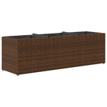 ZNTS Garden Planter with 3 Pots Brown 105x30x32 cm Poly Rattan 366417