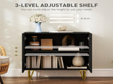 Modern Luxe High Gloss Sideboard, with Hairpin Legs - Black T3398P377928