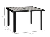 Square Garden Dining Table with 5.4cm Parasol Hole, Slatted Top, Metal Frame, 86 x 86 x 71 cm, Light T3398P322120