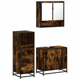 3 Piece Bathroom Furniture Set Smoked Oak Engineered Wood 3301037