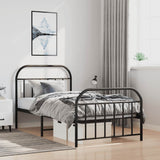 Bed Frame Black Steel Single Bed Frame Rectangular 353647