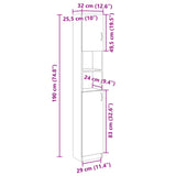 Bathroom Cabinet Sonoma Oak 32x25.5x190 cm Engineered Wood 849606