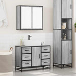 ZNTS 2 Piece Bathroom Furniture Set Grey Sonoma Engineered Wood 3300903
