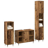 Bathroom Furniture Set with Door 3 pcs Old Wood Engineered Wood 3378513