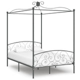 Canopy Bed Frame without Mattress Grey Metal 140x200 cm 284483