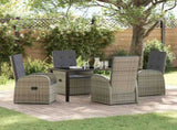 Garden Dining Set with Cushion 5 pcs Grey Poly Rattan 3379494