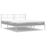 Metal Bed Frame without Mattress with Headboard White 193x203cm 372234