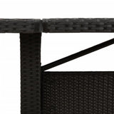 Garden Table Black PE rattan, powder-coated steel, tempered glass 365597