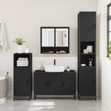 ZNTS 4 Piece Bathroom Furniture Set Black Engineered Wood 3301220