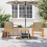 Garden Chairs 2 pcs Beige Poly Rattan&Solid Wood 368710