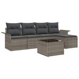 Outdoor Sofa with Cushion 6 pcs Grey Poly Rattan 3345329