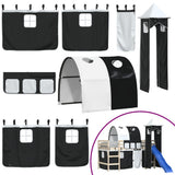Curtains for Loft Bed with Tunnel and Tower White and Black 835919