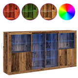 LED Sideboard 3 pcs Old Wood 202 x 37 x 100 cm Engineered Wood 3333126