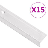 Stair Nosings in L-shape 15 pcs Aluminium 90 cm Silver 146732