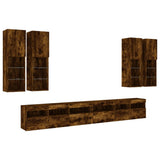 7 Piece TV Wall Cabinet Set with LED Lights Smoked Oak 3216782