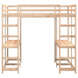 ZNTS Loft Bed with Desk and Ladder 180x200 cm Super King Solid Wood Pine 3284230