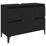 ZNTS 3 Piece Bathroom Furniture Set Black Engineered Wood 3185606