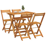 Bistro Set Folding 5 pcs Oil Natural Solid Acacia Wood 4105503
