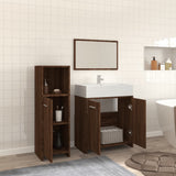 ZNTS 3 Piece Bathroom Furniture Set Brown Oak Engineered Wood 3154408