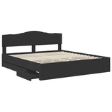 Bed Frame with Drawer Black 200 x 200 cm Engineer Wood 3412971