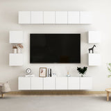 10 Piece TV Cabinet Set White Engineered Wood 3074458