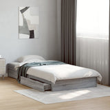 Bed Frame with Drawers without Mattress Grey Sonoma 100x200 cm 3280676